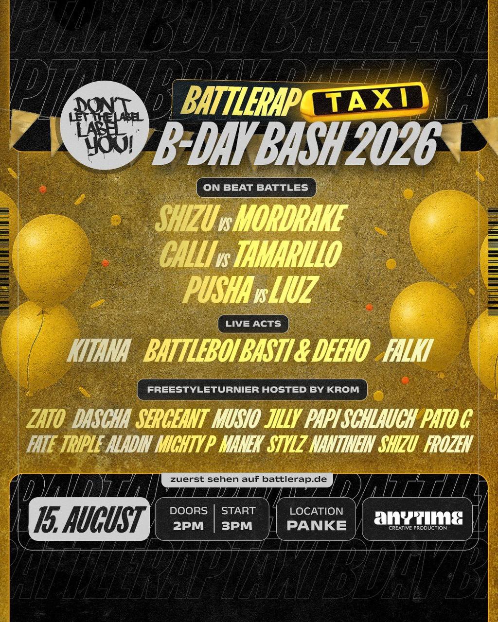BATTLERAP-TAXI BDAY BASH | 15.08. | PANKE | BERLIN
