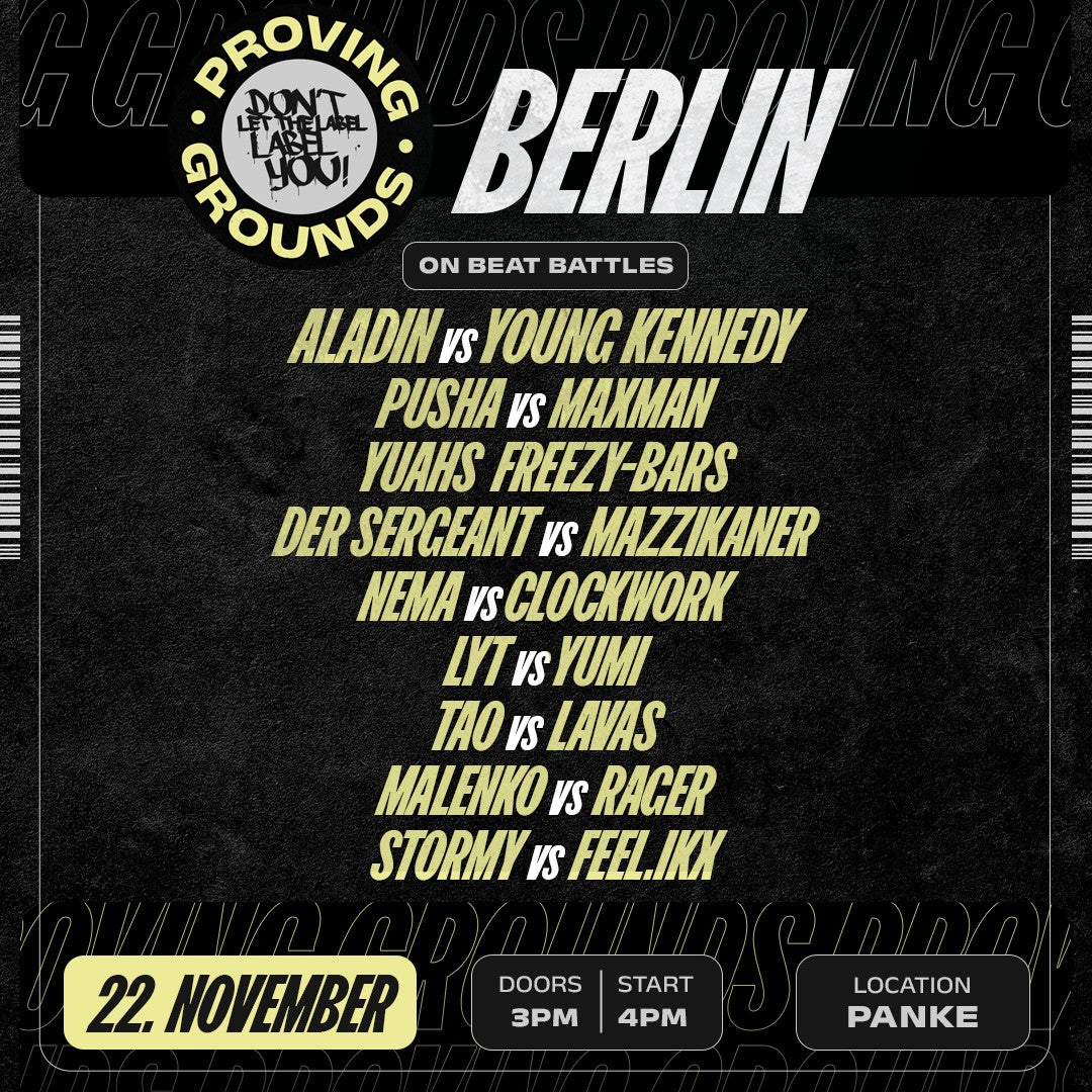 PROVING GROUNDS #4 - ON BEAT! | 22.11. | PANKE | BERLIN